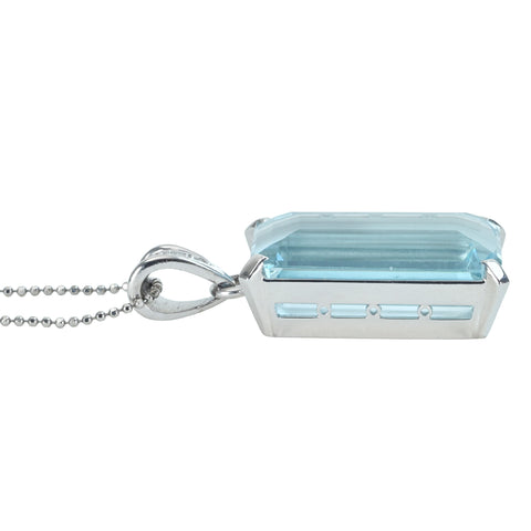 【中古】 PT850/PT900 TOPAZ ブルートパーズペンダントネックレス BT33.75ct D0.04ct 鑑別書 16.5g