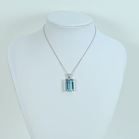 【中古】 PT850/PT900 TOPAZ ブルートパーズペンダントネックレス BT33.75ct D0.04ct 鑑別書 16.5g