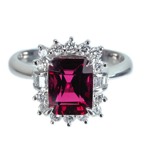 【中古】PT900 GARNET RING ガーネットリング G3.33ct D0.55ct 7.5g #12