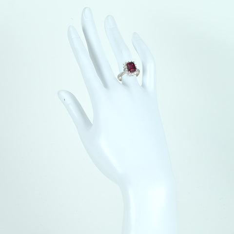 [Used] PT900 Garnet Ring, G3.33ct, D0.55ct, 7.5g, #12 