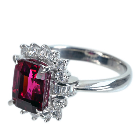 [Used] PT900 Garnet Ring, G3.33ct, D0.55ct, 7.5g, #12 