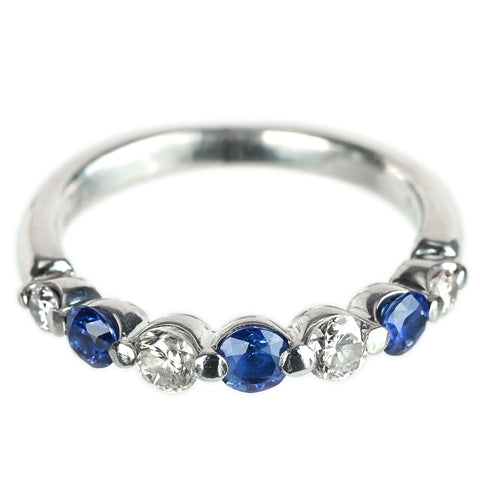 【中古】PT900 SAPPHIRE サファイアリング S0.37ct D0.30ct 3.4g #8