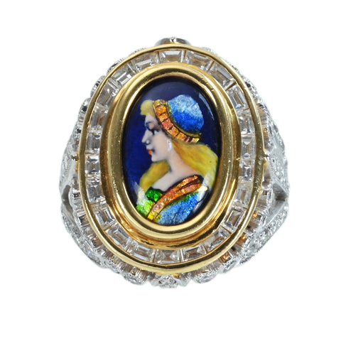 【中古】梶光夫 K18/PT900 エマーユ DIAMONDリング D2.64ct 16.8g #14.5 BOX/証明書 ONE PRICE　