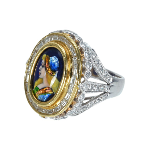 【中古】梶光夫 K18/PT900 エマーユ DIAMONDリング D2.64ct 16.8g #14.5 BOX/証明書 ONE PRICE　