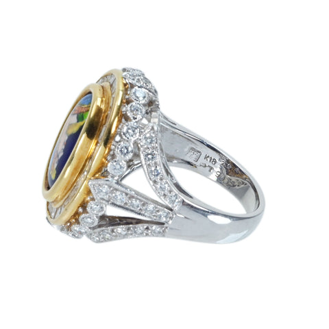 【中古】梶光夫 K18/PT900 エマーユ DIAMONDリング D2.64ct 16.8g #14.5 BOX/証明書 ONE PRICE　