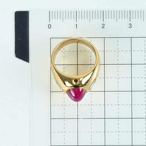 【中古】BVLGARI ブルガリ K18YG STAR RUBYスタールビーリング SR4.37ct D0.50ct GUBELIN 10.2g #7.5 ONE PRICE
