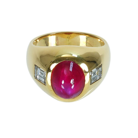 【中古】BVLGARI ブルガリ K18YG STAR RUBYスタールビーリング SR4.37ct D0.50ct GUBELIN 10.2g #7.5 ONE PRICE