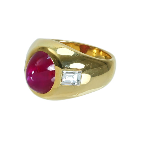 【中古】BVLGARI ブルガリ K18YG STAR RUBYスタールビーリング SR4.37ct D0.50ct GUBELIN 10.2g #7.5 ONE PRICE