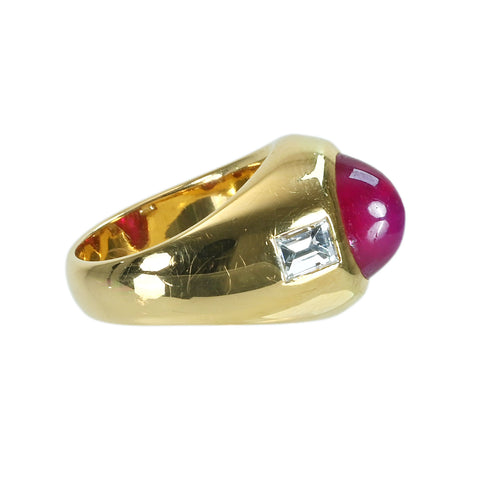 【中古】BVLGARI ブルガリ K18YG STAR RUBYスタールビーリング SR4.37ct D0.50ct GUBELIN 10.2g #7.5 ONE PRICE