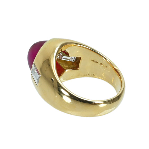【中古】BVLGARI ブルガリ K18YG STAR RUBYスタールビーリング SR4.37ct D0.50ct GUBELIN 10.2g #7.5 ONE PRICE