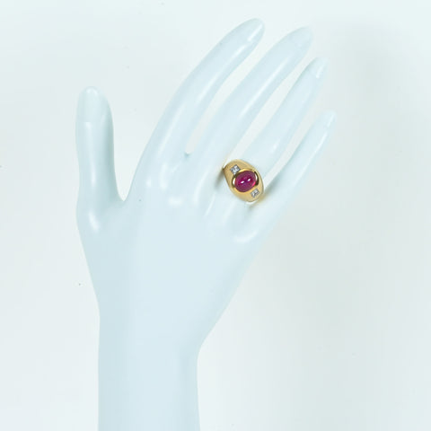 【中古】BVLGARI ブルガリ K18YG STAR RUBYスタールビーリング SR4.37ct D0.50ct GUBELIN 10.2g #7.5 ONE PRICE