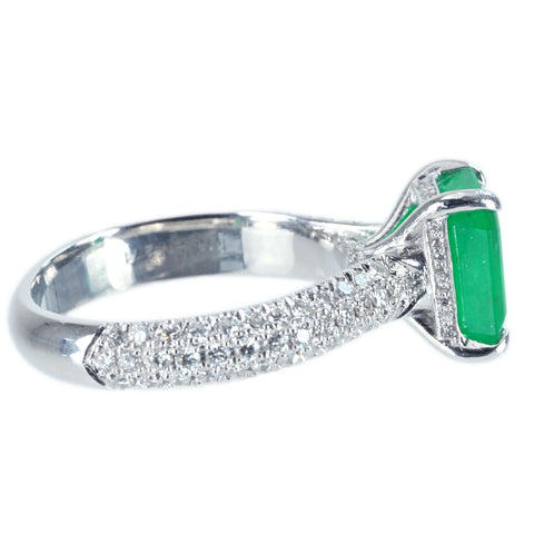 【中古】K18WG EMERALD RING エメラルドリング E2.71ct D0.72ct 6.9g #13.5