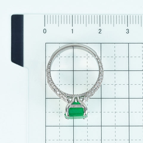 【中古】K18WG EMERALD RING エメラルドリング E2.71ct D0.72ct 6.9g #13.5
