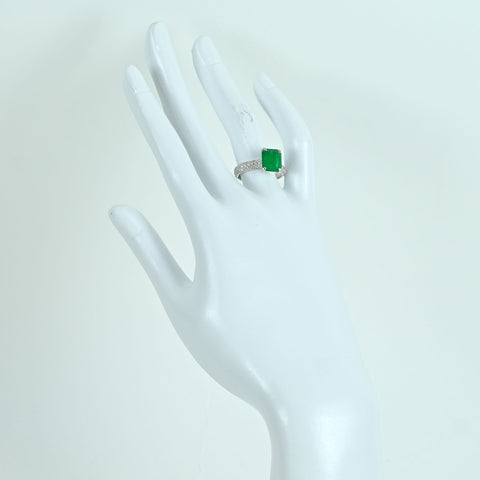 【中古】K18WG EMERALD RING エメラルドリング E2.71ct D0.72ct 6.9g #13.5