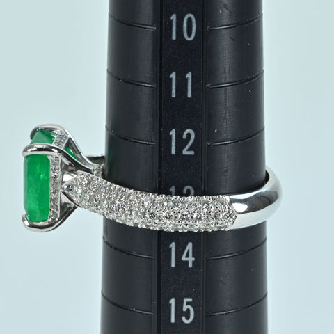 【中古】K18WG EMERALD RING エメラルドリング E2.71ct D0.72ct 6.9g #13.5