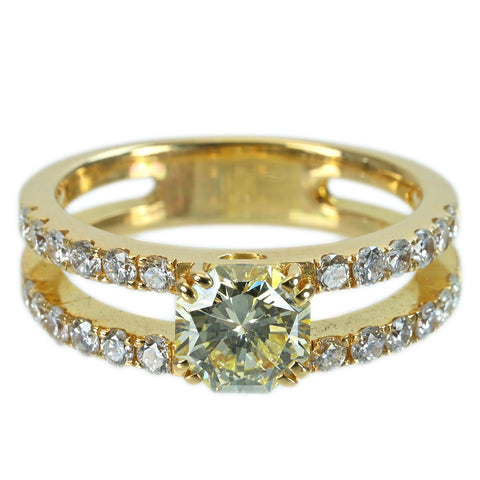 【中古】K18YG DIAMOND RING オクタゴナルカットダイヤモンドリング 1.232ct D0.733ct 7.5g #16