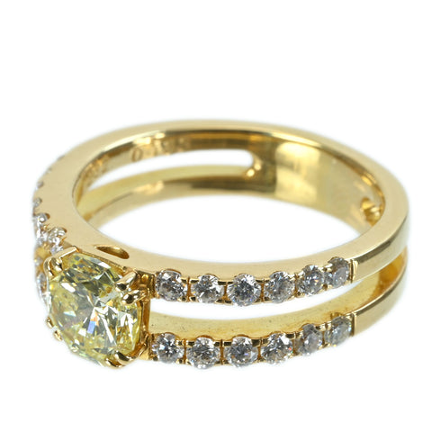 【中古】K18YG DIAMOND RING オクタゴナルカットダイヤモンドリング 1.232ct D0.733ct 7.5g #16