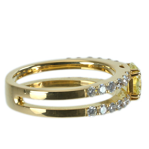 【中古】K18YG DIAMOND RING オクタゴナルカットダイヤモンドリング 1.232ct D0.733ct 7.5g #16