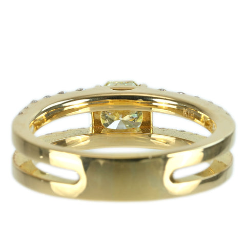 【中古】K18YG DIAMOND RING オクタゴナルカットダイヤモンドリング 1.232ct D0.733ct 7.5g #16