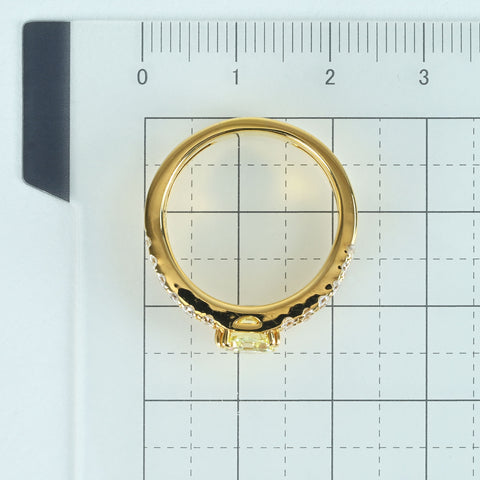 【中古】K18YG DIAMOND RING オクタゴナルカットダイヤモンドリング 1.232ct D0.733ct 7.5g #16