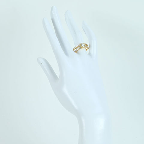 【中古】K18YG DIAMOND RING オクタゴナルカットダイヤモンドリング 1.232ct D0.733ct 7.5g #16