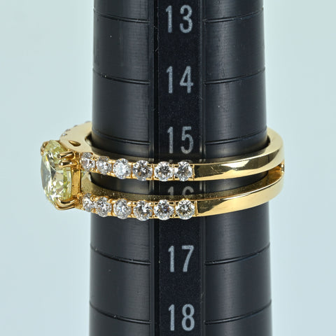【中古】K18YG DIAMOND RING オクタゴナルカットダイヤモンドリング 1.232ct D0.733ct 7.5g #16