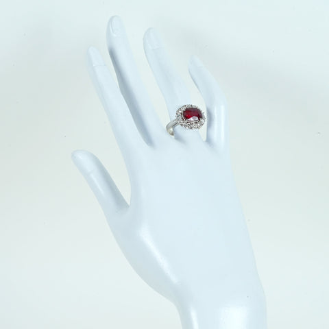 【中古】K18WG RUBY RING モザンビーク産ルビーリング R3.08ct D1.54ct AIGS"ピジョンブラッド" 7.6g ＃13.5