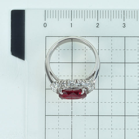 【中古】K18WG RUBY RING モザンビーク産ルビーリング R3.08ct D1.54ct AIGS"ピジョンブラッド" 7.6g ＃13.5