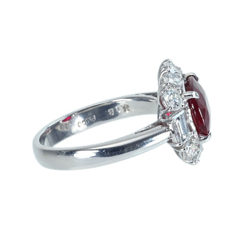【中古】K18WG RUBY RING モザンビーク産ルビーリング R3.08ct D1.54ct AIGS"ピジョンブラッド" 7.6g ＃13.5