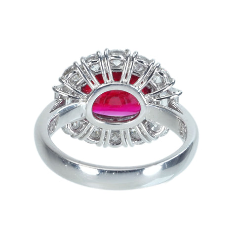 【中古】K18WG RUBY RING モザンビーク産ルビーリング R3.08ct D1.54ct AIGS"ピジョンブラッド" 7.6g ＃13.5