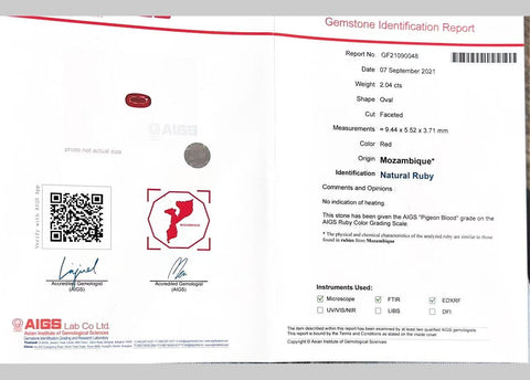 【中古】K18WG RUBY モザンビーク産非加熱ルビーリング R2.04ct D0.56ct AIGSピジョンブラッド鑑別書 6.6g #11.5