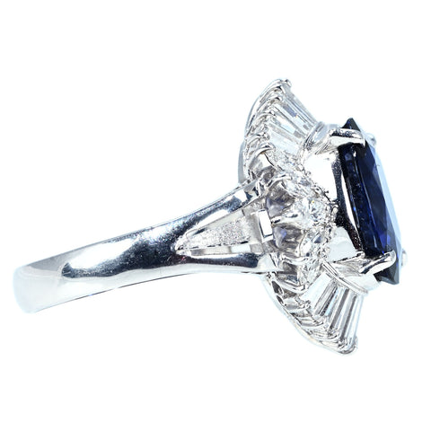 【中古】PT900 SAPPHIRE RING スリランカ産サファイアリング S4.95ct D1.51ct GIA鑑別書 11.4g #14.5