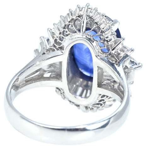 【中古】PT900 SAPPHIRE RING スリランカ産サファイアリング S4.95ct D1.51ct GIA鑑別書 11.4g #14.5