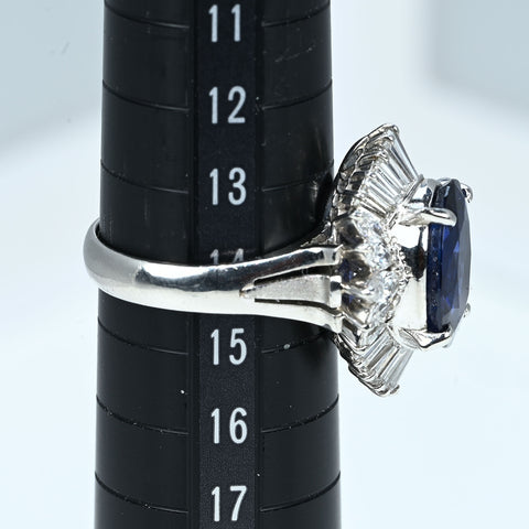 【中古】PT900 SAPPHIRE RING スリランカ産サファイアリング S4.95ct D1.51ct GIA鑑別書 11.4g #14.5