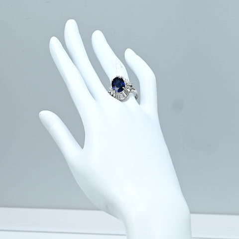 【中古】PT900 SAPPHIRE RING スリランカ産サファイアリング S4.95ct D1.51ct GIA鑑別書 11.4g #14.5