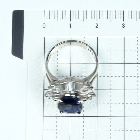 【中古】PT900 SAPPHIRE RING スリランカ産サファイアリング S4.95ct D1.51ct GIA鑑別書 11.4g #14.5