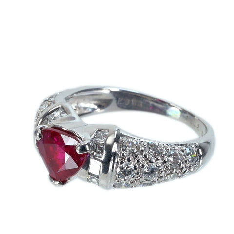 【中古】K18WG NO HEAT RUBY RING モザンビーク産 非加熱ルビーリング R1.30ct D0.48ct GRS鑑別書 5.7g #13