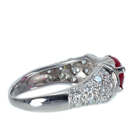 【中古】K18WG NO HEAT RUBY RING モザンビーク産 非加熱ルビーリング R1.30ct D0.48ct GRS鑑別書 5.7g #13
