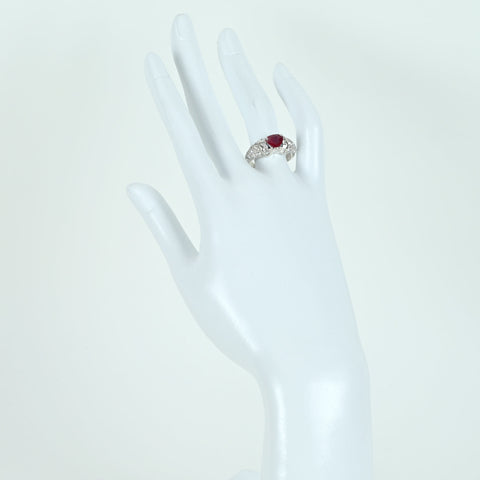 【中古】K18WG NO HEAT RUBY RING モザンビーク産 非加熱ルビーリング R1.30ct D0.48ct GRS鑑別書 5.7g #13