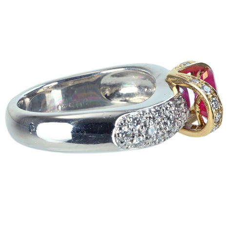 【中古】PT900/K18YG RUBYミャンマー産ルビーリング R1.58ct D0.54ct 日宝協 鑑別書 14.2g #12