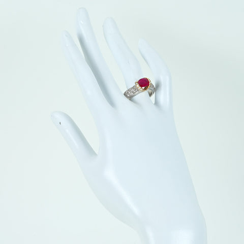 【中古】PT900/K18YG RUBYミャンマー産ルビーリング R1.58ct D0.54ct 日宝協 鑑別書 14.2g #12