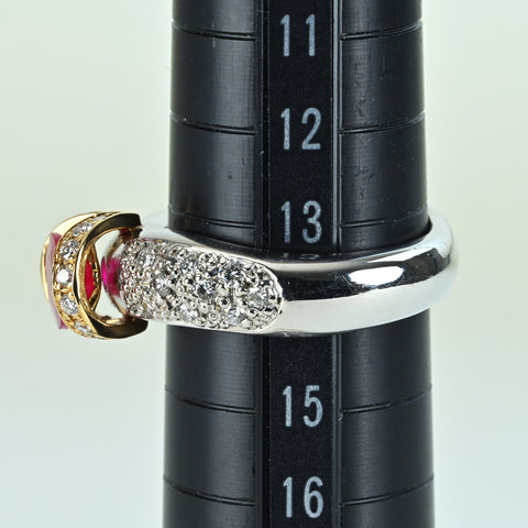 【中古】PT900/K18YG RUBYミャンマー産ルビーリング R1.58ct D0.54ct 日宝協 鑑別書 14.2g #12