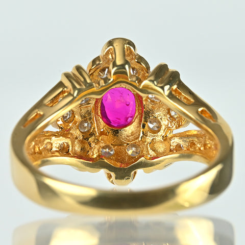 【中古】K18YG RUBY RING ルビーリング R0.41ct D0.56ct #8.5 5.3g