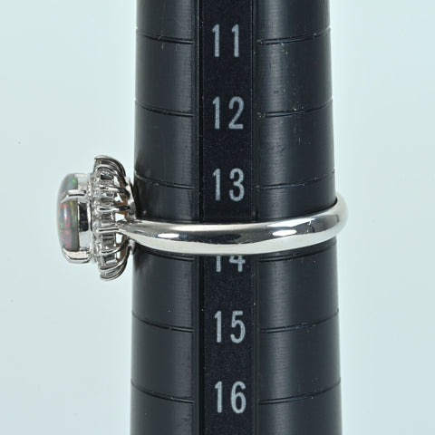 【中古】PT900 BLACK OPALブラックオパールリング BO0.70ct D0.25ct 5.1g #14