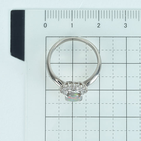 【中古】PT900 BLACK OPALブラックオパールリング BO0.70ct D0.25ct 5.1g #14