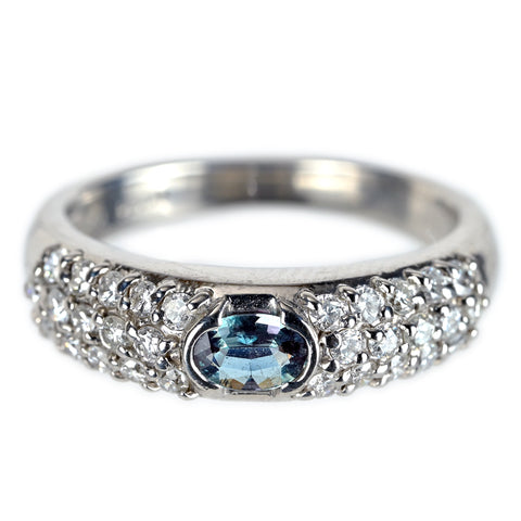【中古】PT900 アレキサンドライトリング A0.22ct D0.50ct 中央宝石研究所ソーティング 6.7g #12