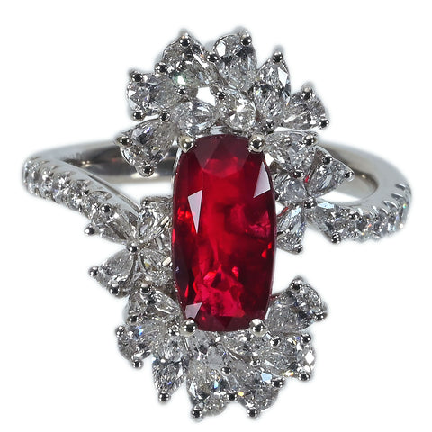 【中古】K18WG RUBY RINGモザンビーク産非加熱ルビーリング R2.00ct D1.49ct GRS鑑別書 6.4g #13