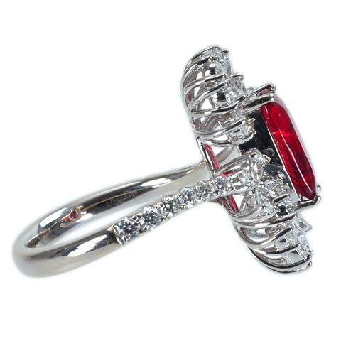 Pre-owned 18K White Gold Ruby Ring, Unheated Ruby from Mozambique, 2.00ct R, 1.49ct D, GRS Certificate, 6.4g, #13 