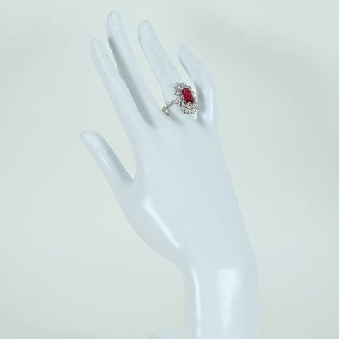 Pre-owned 18K White Gold Ruby Ring, Unheated Ruby from Mozambique, 2.00ct R, 1.49ct D, GRS Certificate, 6.4g, #13 