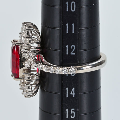 Pre-owned 18K White Gold Ruby Ring, Unheated Ruby from Mozambique, 2.00ct R, 1.49ct D, GRS Certificate, 6.4g, #13 